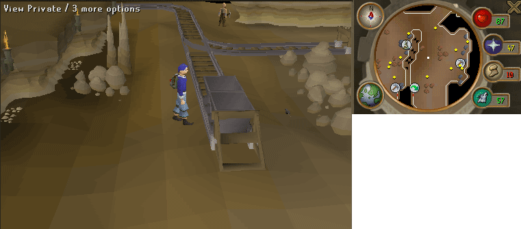 A Scenic View. If you go up the ladder once on the west side of Lumbridge  castle, you can now clip through the wall and float around anywhere. You  can't interact with