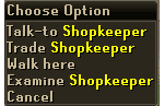 General Store Shopkeeper options