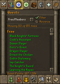 Quest List Filtered